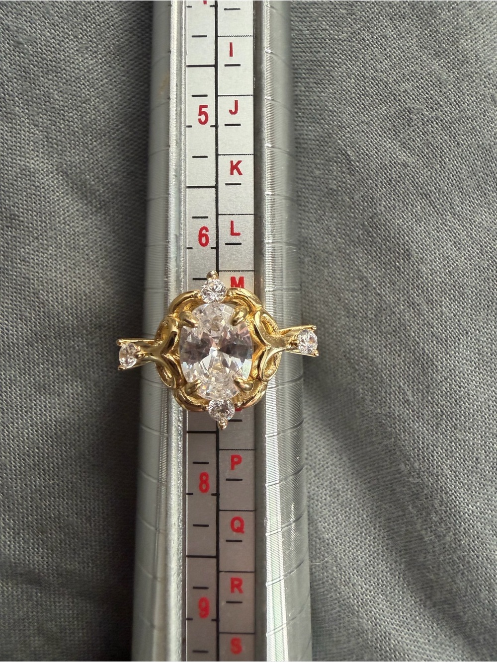 Gold-Tone Oval Crystal Statement Ring - Elegant Women's Jewelry